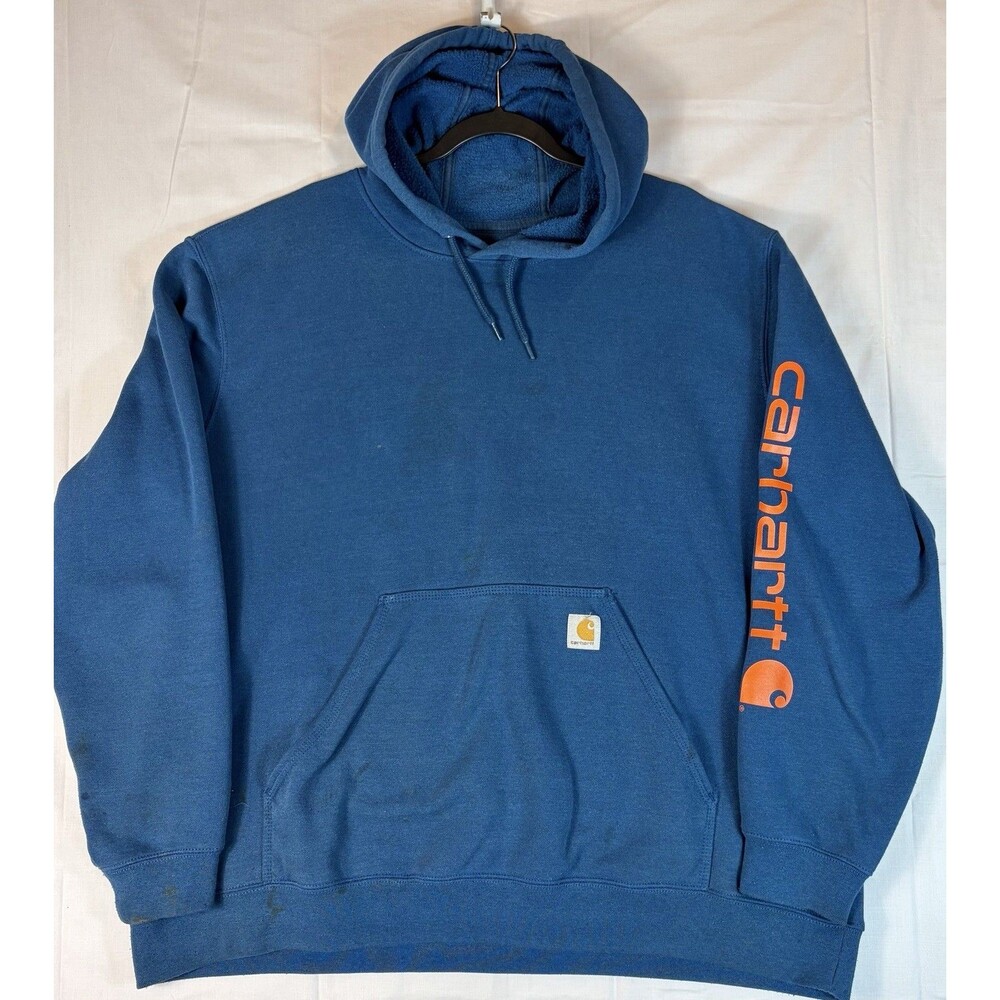 Carhartt Logo Hoodie L/S K288 Original Fit Work Worn Blue Men’s 2XL